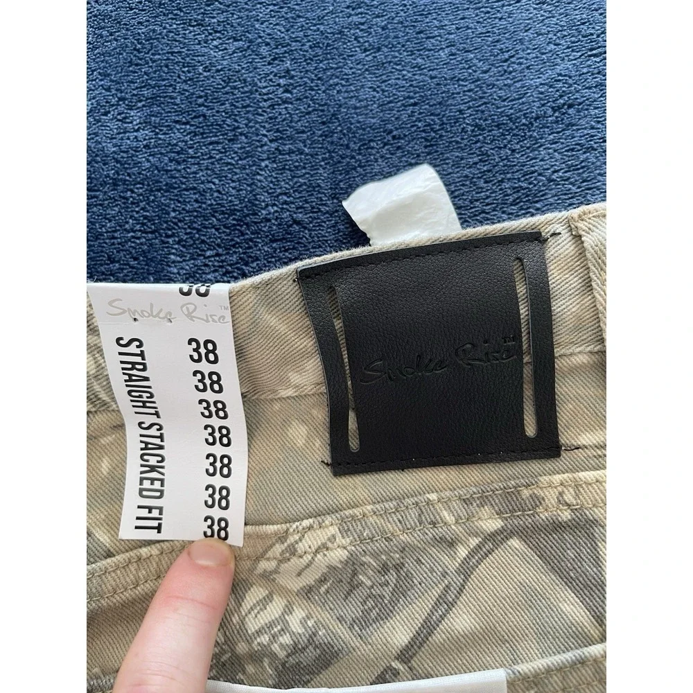 NWT Smoke Rise Cargo Pants Mens 38/34 Sand Camo Straight Stacked Fit - 6 Pockets